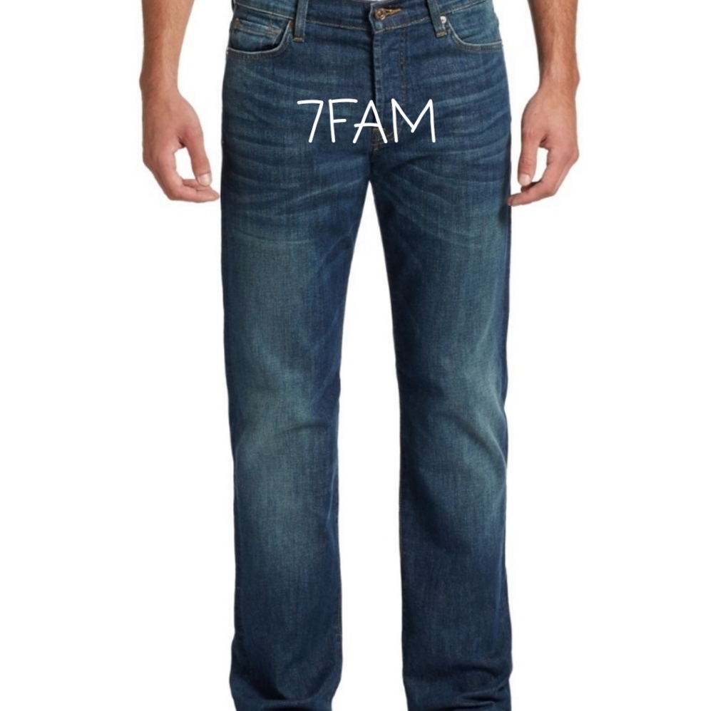 MEN'S 7FAM BUTTON FLY JEANS, SIZE 38